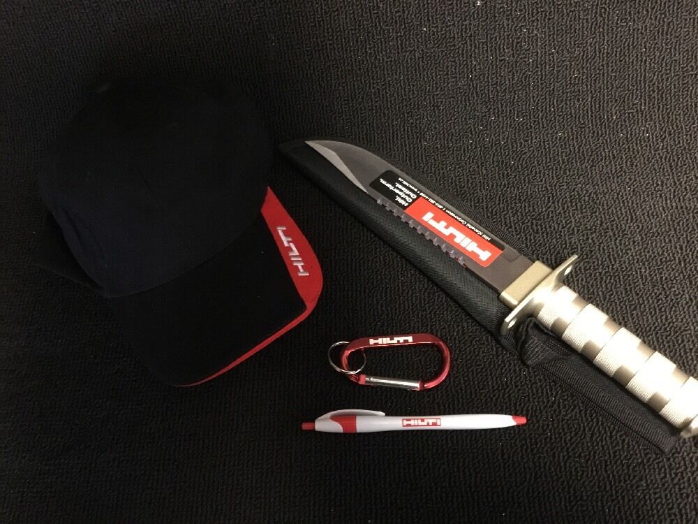 HILTI SURVIVAL KNIFE, HILTI HAT, KEY RING, PEN