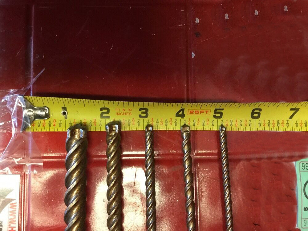 HILTI TE-CX 3/8", 1/2", 1/4", 3/16" SDS PLUS, SET OF 5, FREE HAT, FAST SHIP