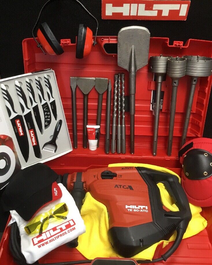 HILTI TE 80 ATC AVR, NEW, FREE KNIFE SET, BITS,  CHISELS, EXTRAS, FAST SHIP