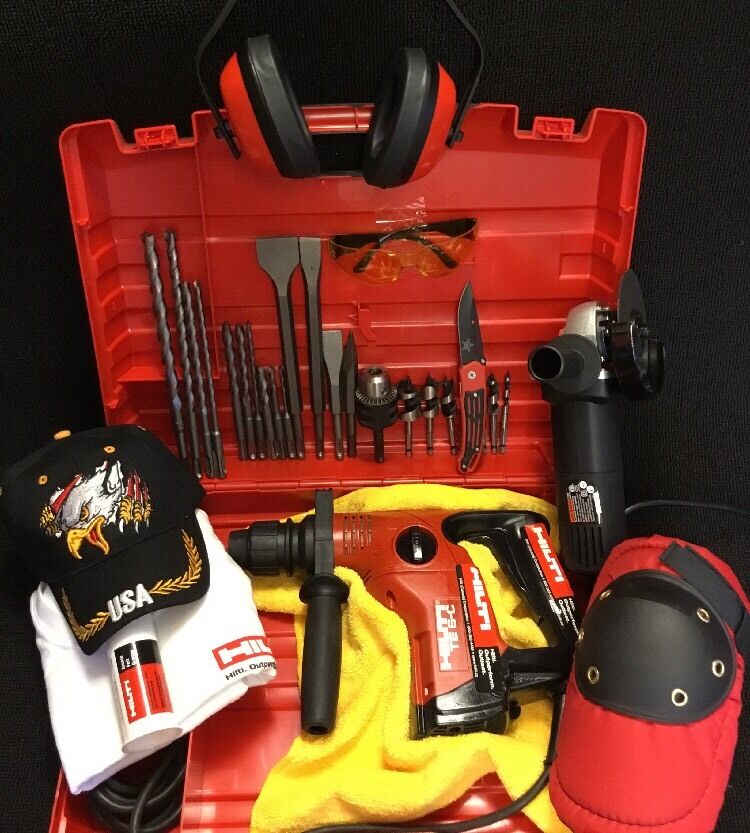 HILTI TE 6-C HAMMER DRILL, PREOWNED, FREE GRINDER, LOT OF EXTRAS, FAST SHIP