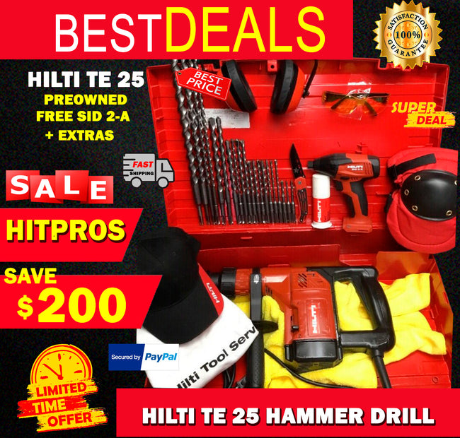 HILTI TE 25 HAMMER DRILL, PREOWNED,FREE SID 2-A,