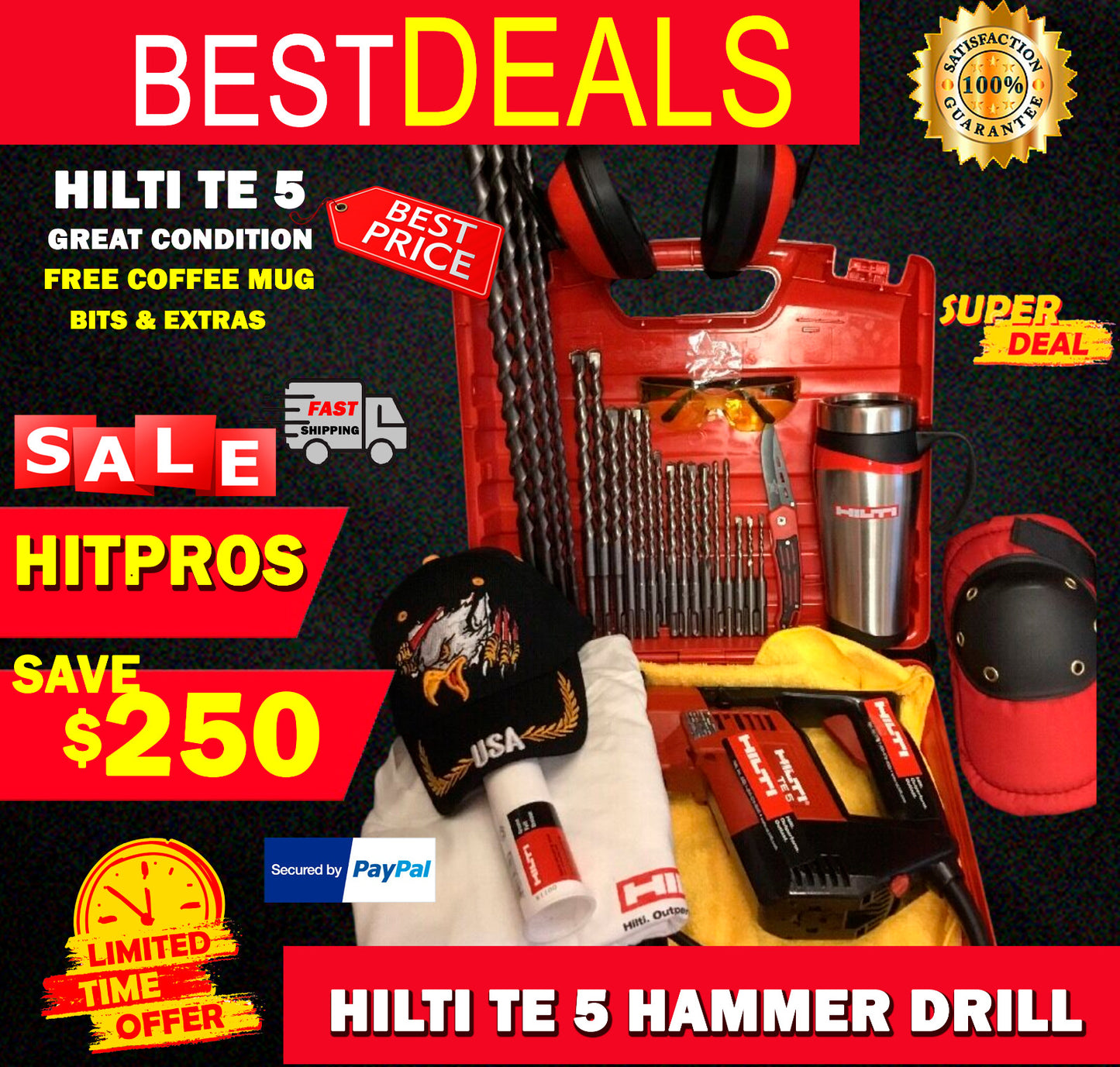 HILTI TE 5 GREAT CONDITION, FREE MUG, BITS, LOT OF EXTRAS