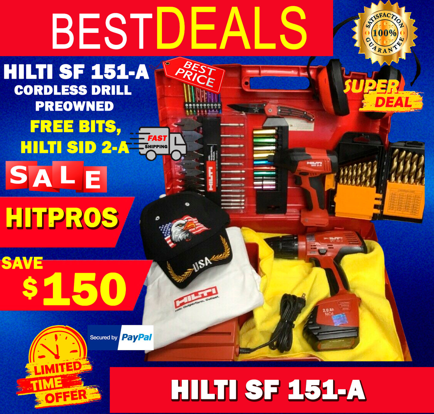 HILTI SF 151-A CORDLESS DRILL, PREOWNED, FREE BITS, HILTI SID 2-A,