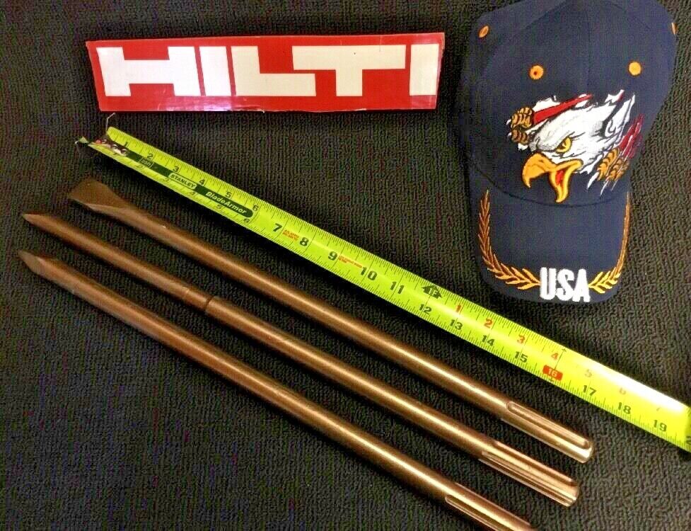 HILTI CHISEL SDS MAX SET W/FLAT 7/8" - 5/8" AND POINTED 17", PREOWNED