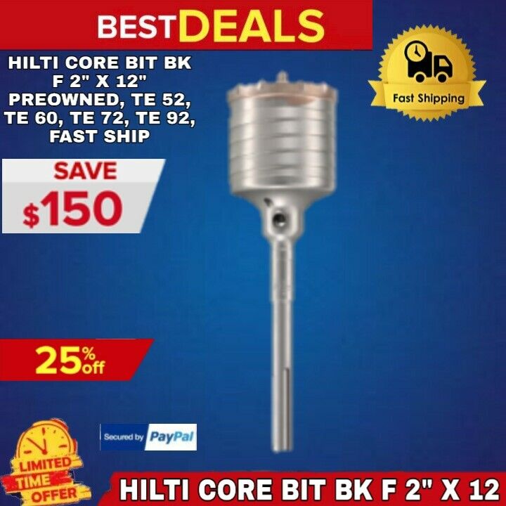 HILTI  CORE BIT BK F 2" X 12"  PREOWNED, TE 52, TE 60, TE 72, TE 92,