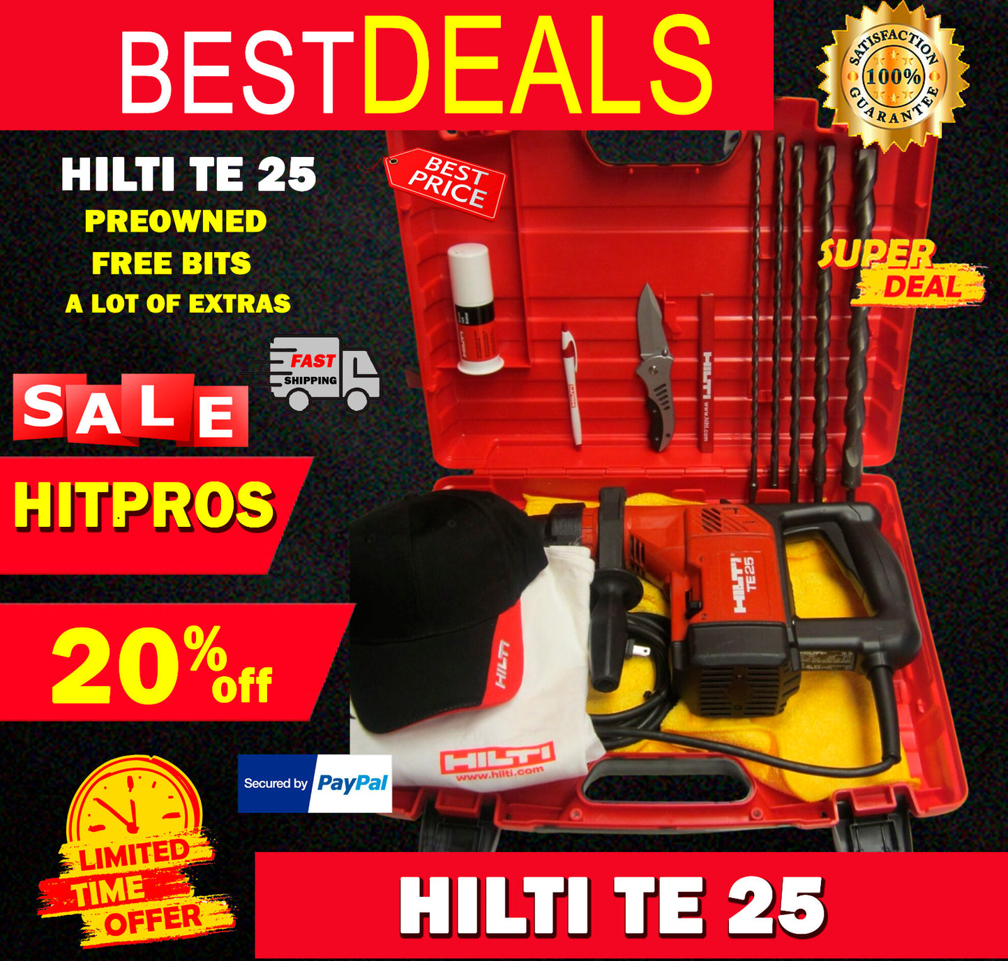 HILTI TE 25, PREOWNED, FREE BITS AND A LOT OF EXTRAS