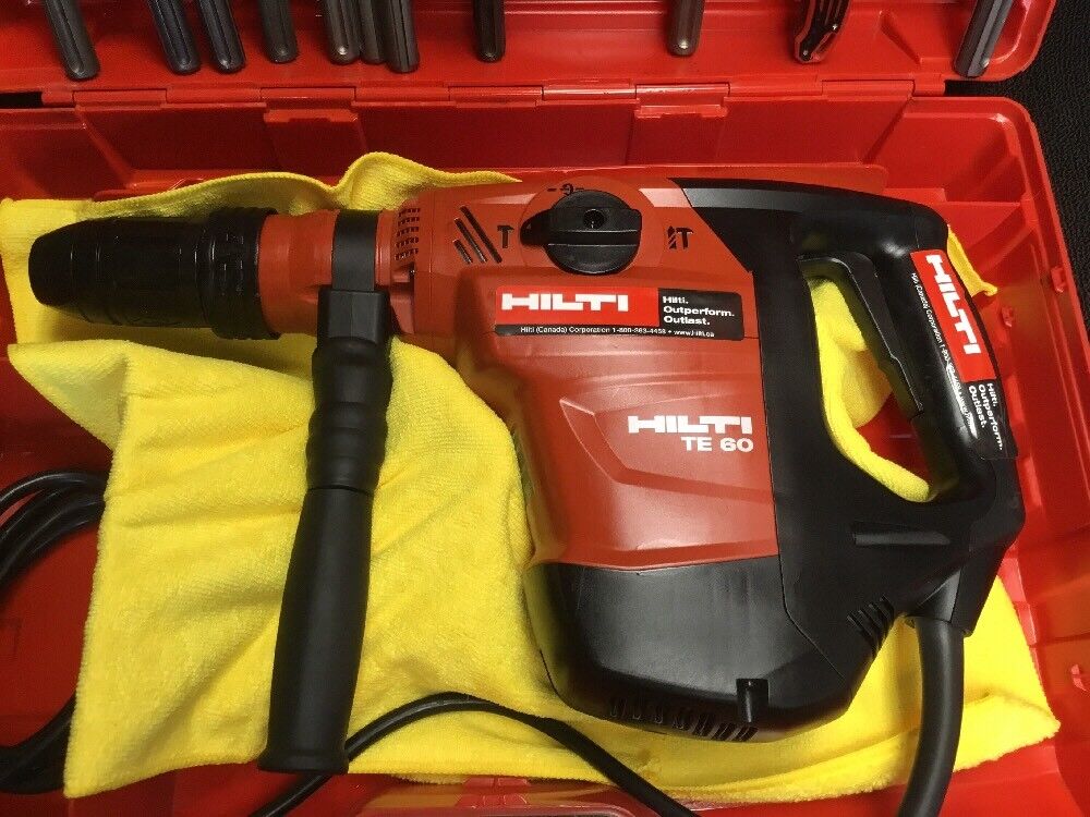 HILTI TE 60 HAMMER, PREOWNED, FREE SID 2-A, BITS, CHISELS, EXTRAS