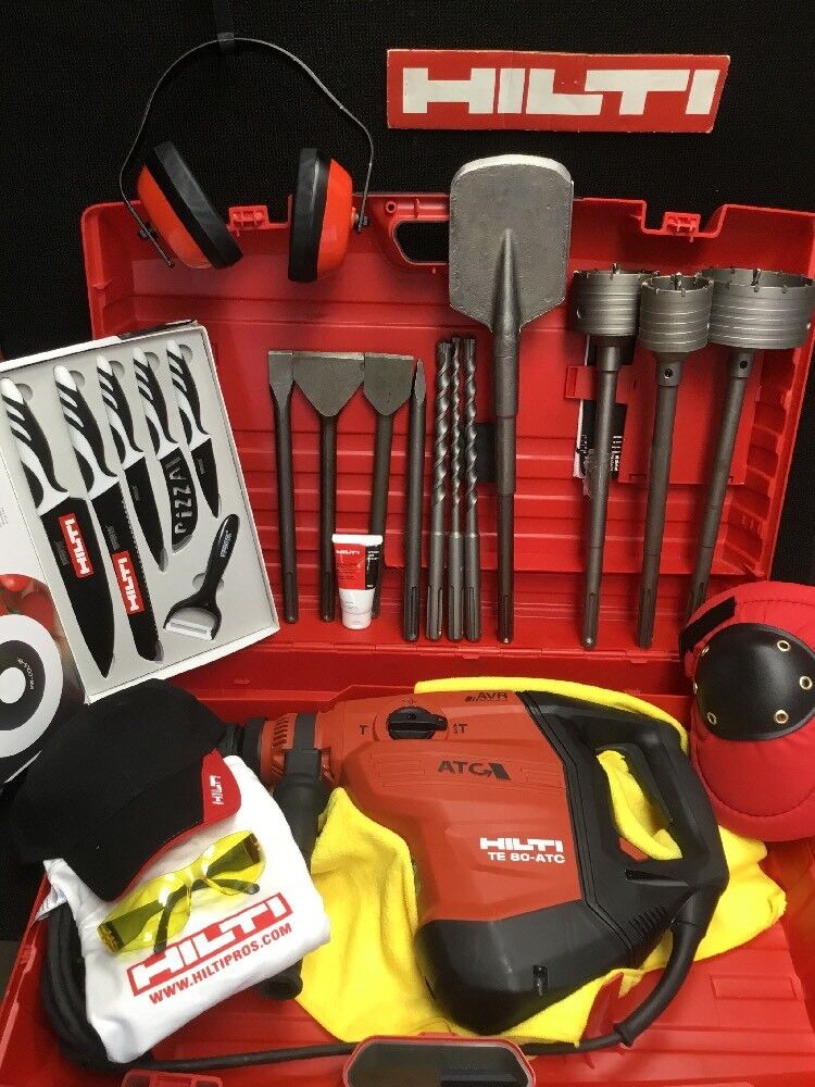 HILTI TE 80 ATC AVR, NEW, FREE KNIFE SET, BITS,  CHISELS, EXTRAS, FAST SHIP