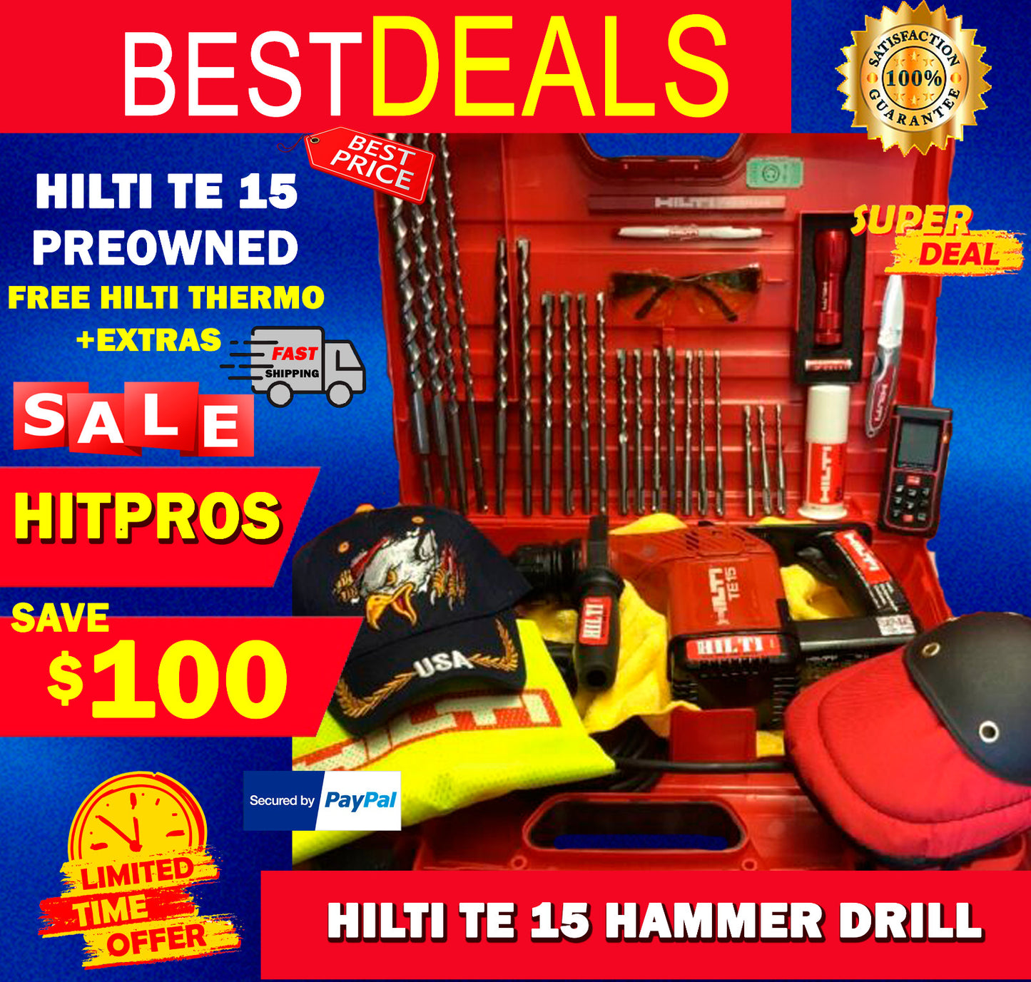 HILTI TE 15 HAMMER DRILL,PREOWNED, FREE HILTI THERMO