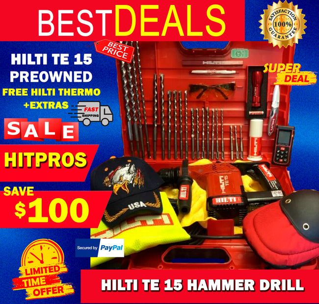 HILTI TE 15 HAMMER DRILL,PREOWNED, FREE HILTI THERMO