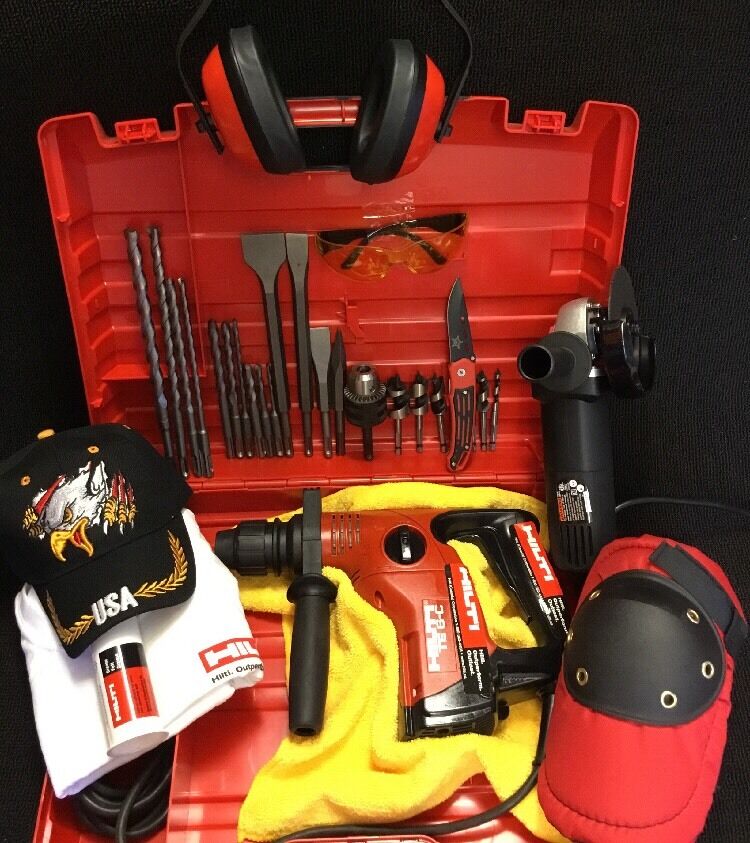 HILTI TE 6-C HAMMER DRILL, PREOWNED, FREE GRINDER, LOT OF EXTRAS, FAST SHIP