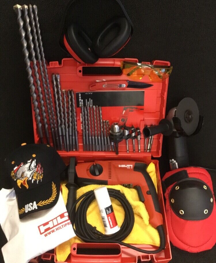 HILTI TE 2 HAMMER DRILL, NEW, FREE GRINDER, BITS, A LOT OF EXTRAS