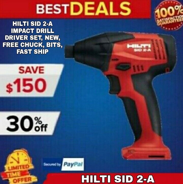 HILTI SID 2-A IMPACT DRILL DRIVER SET, NEW, FREE CHUCK, BITS