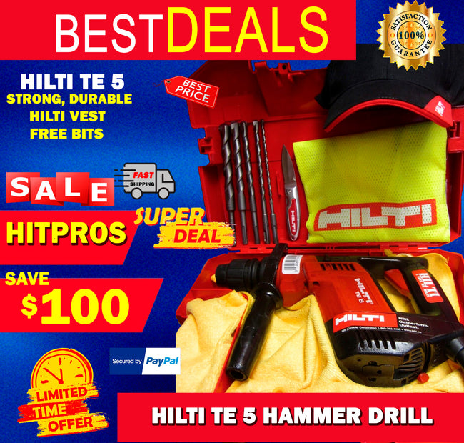 HILTI TE 5 PREOWNED, ORIGINAL, STRONG, DURABLE, FREE BITS, HILTI VEST