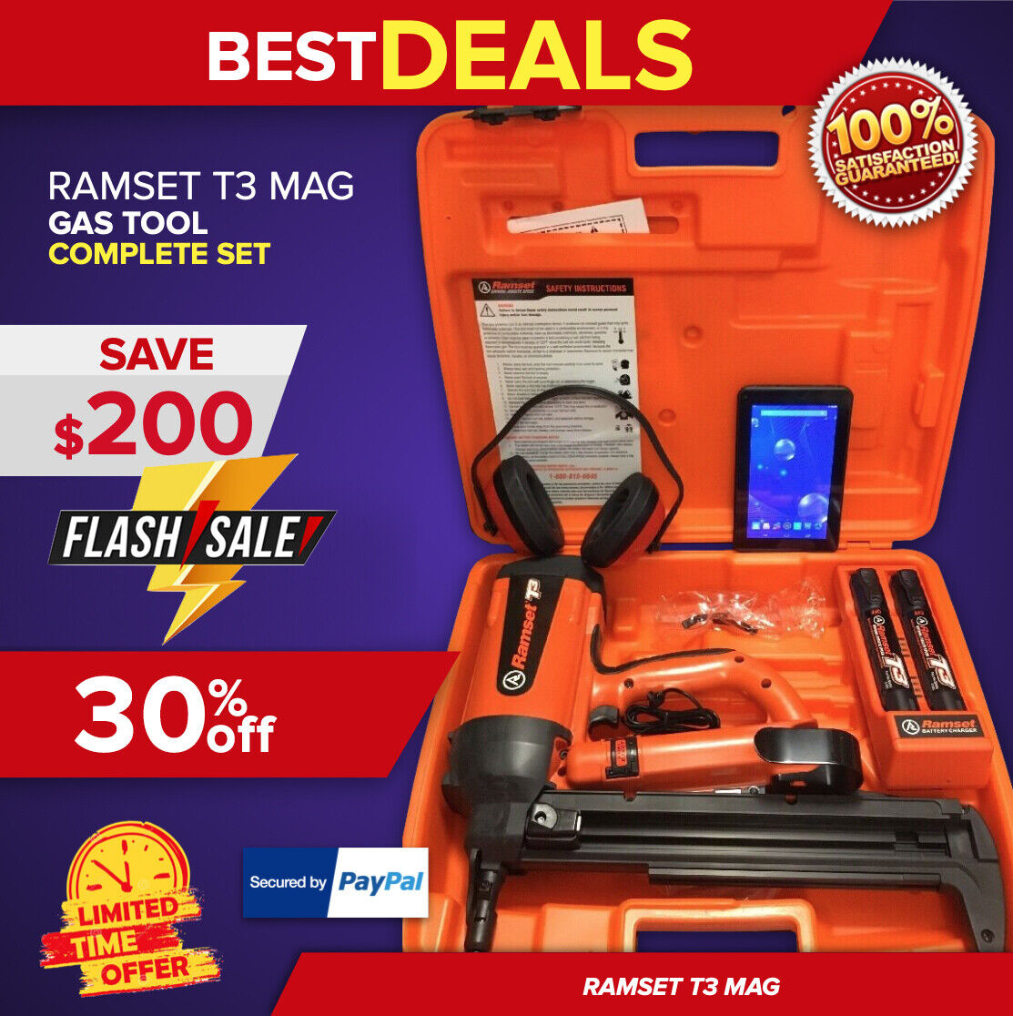 RAMSET T3 MAG, GAS TOOL, BRAND NEW, FREE TABLET, EAR MUFFS, FAST SHIP