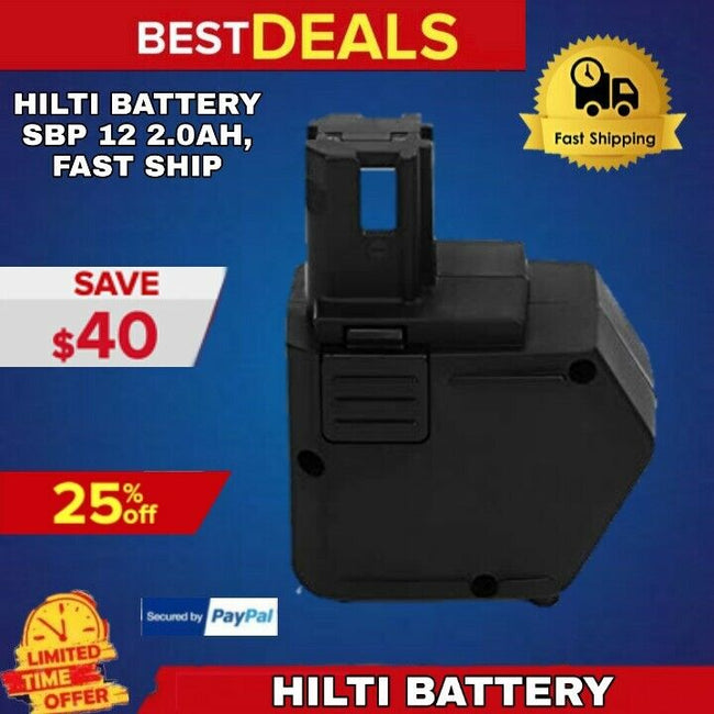 HILTI BATTERY SBP 12 2.0AH, PREOWNED, FREE AMERICAN HAT