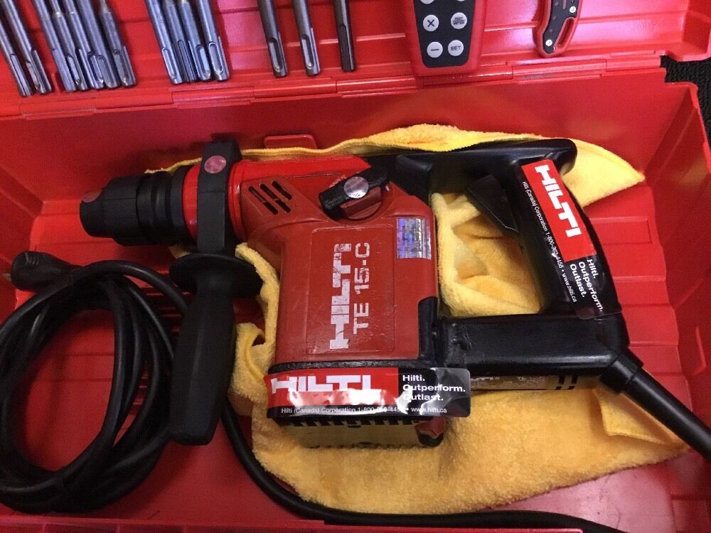 HILTI TE 15-C HAMMER DRILL, PREOWNED, FREE LASER METER, BITS, EXTRAS