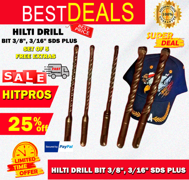 HILTI DRILL BIT 3/8", 3/16" SDS PLUS, SET OF 5,