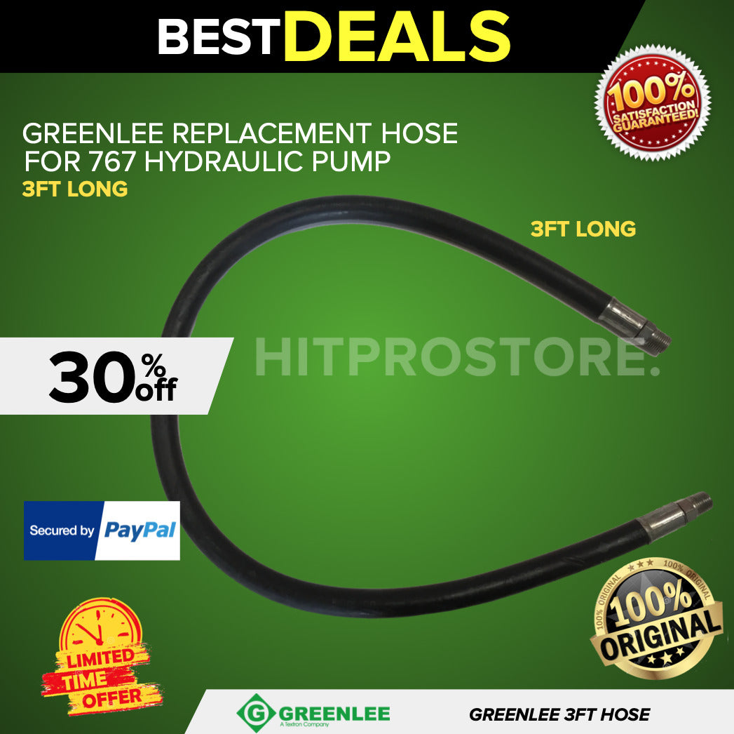 Greenlee Replacement Hydraulic Hose 767 Pump 3FT LONG, PREOWNED,