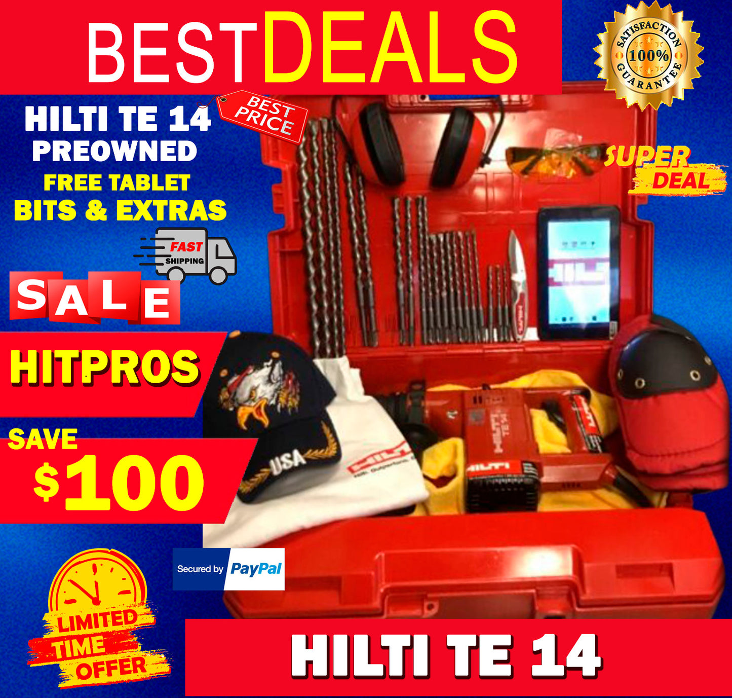 HILTI TE 14 PREOWNED, ORIGINAL, FREE TABLET, BITS, EXTRAS