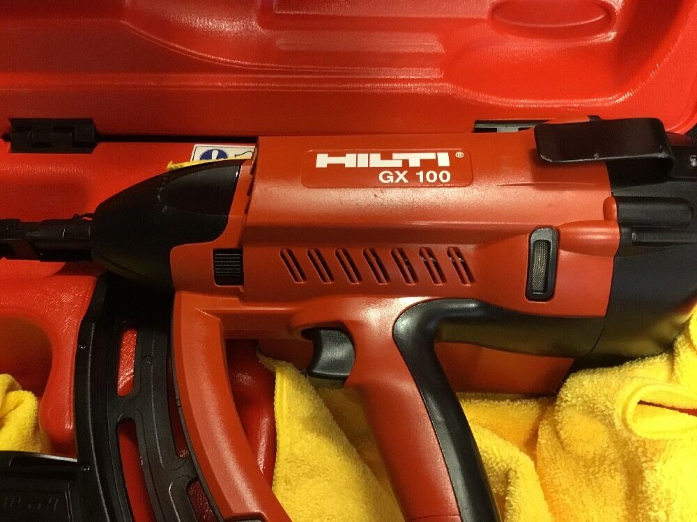 HILTI GX 100 GAS POWERED ACTUATED NAIL GUN, PREOWNED,