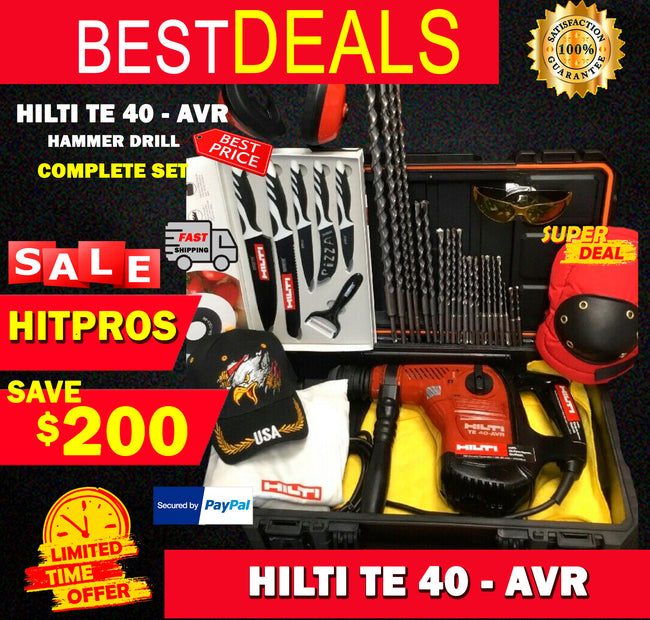 HILTI TE 40-AVR HAMMER DRILL,  PREOWNED, FREE KNIFE SET,  EXTRAS