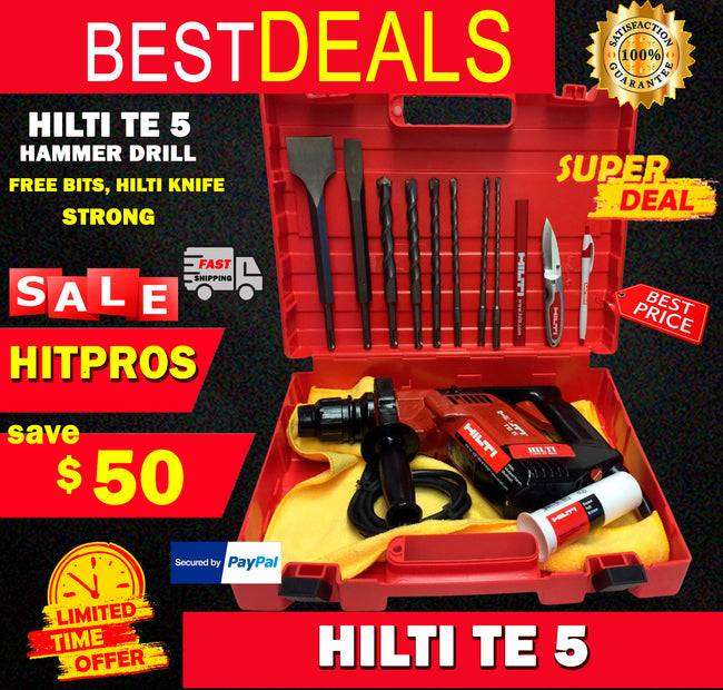 HILTI TE 5, PREOWNED, STRONG, FREE BITS, HILTI KNIFE, FAST SHIP