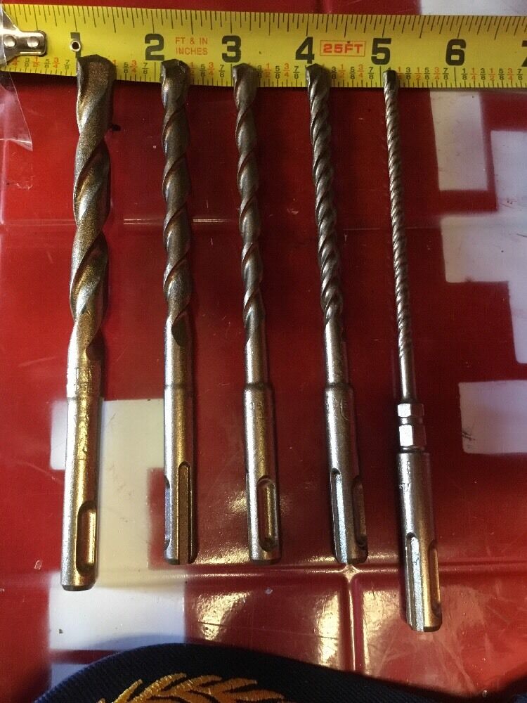 HILTI DRILL BIT 1/2", 3/8", 5/16", 3/16" SDS PLUS SET OF 5,