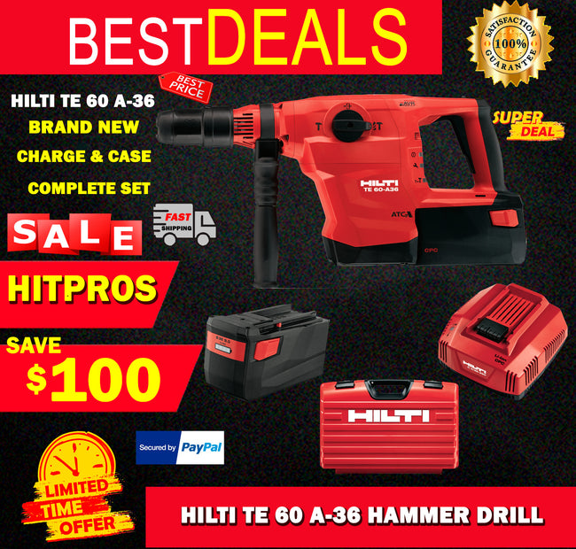 HILTI TE 60-A36 HAMMER DRILL, COMPLETE SET, BRAND NEW