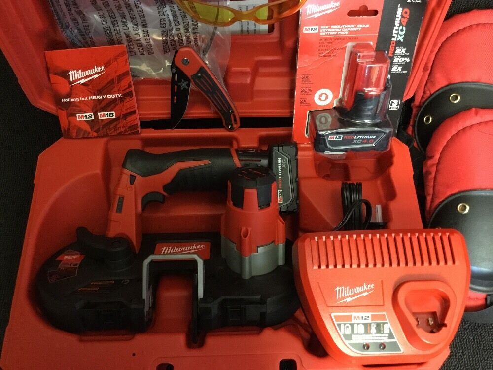 MILWAUKEE M12 CORDLESS BAND SAW,NEW, 2 BATTERIES, FREE GRINDER