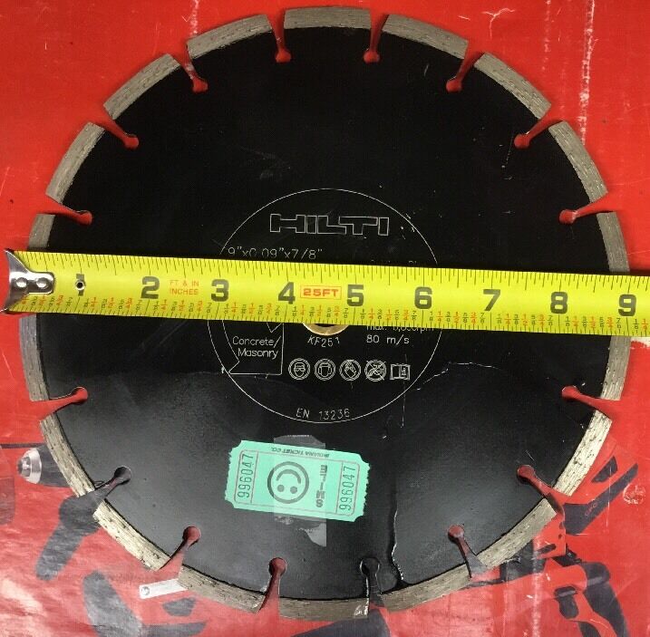 HILTI DIAMOND CUTTING DISC 9" DIAMETER - ARBOR - 7/8" - 5/8" - 407310