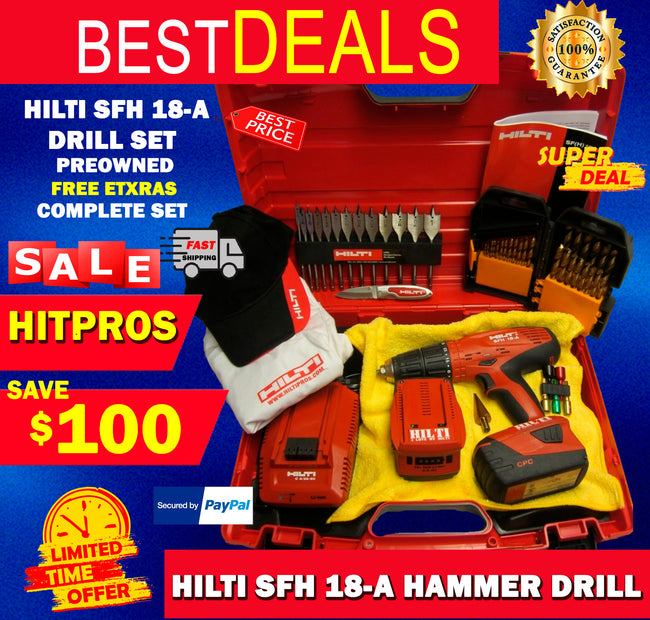 HILTI SFH 18-A DRILL SET WITH FREE EXTRAS, PREOWNED,ORIGINAL