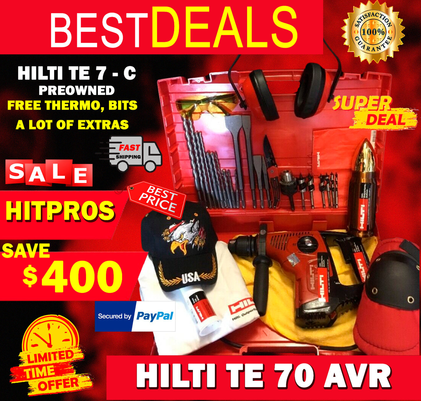 HILTI TE 7-C, PREOWNED, FREE THERMO, BITS, A LOT OF EXTRA