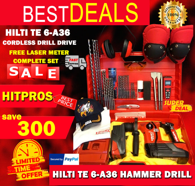 HILTI TE 6-A36 DISPLAY, FREE LASER METER, BITS, FAST SHIP