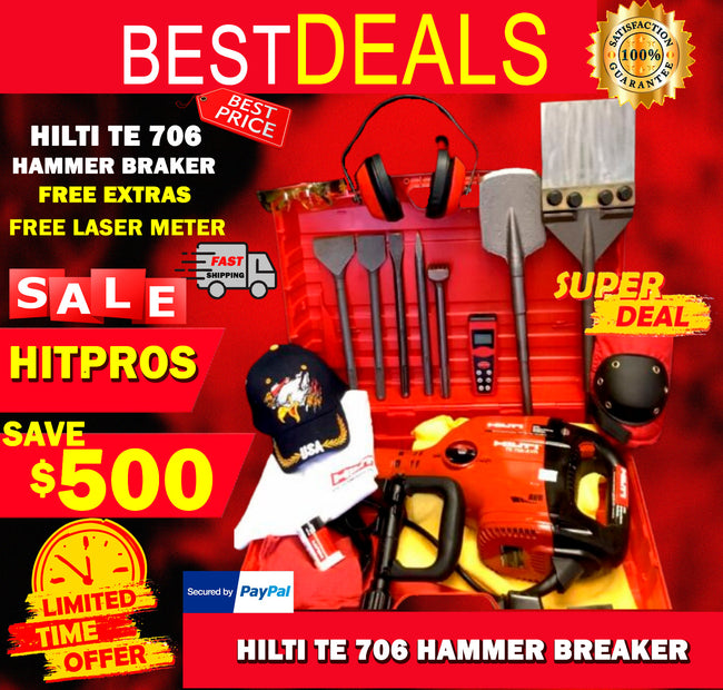 HILTI TE 706 PREOWNED, FREE LASER METER, CHISELS, EXTRAS