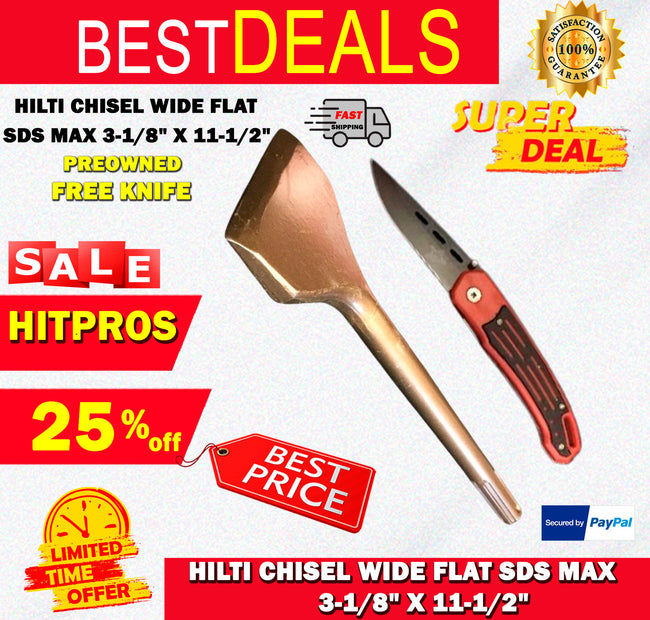 HILTI CHISEL WIDE FLAT SDS MAX 3-1/8" X 11-1/2" PREOWNED