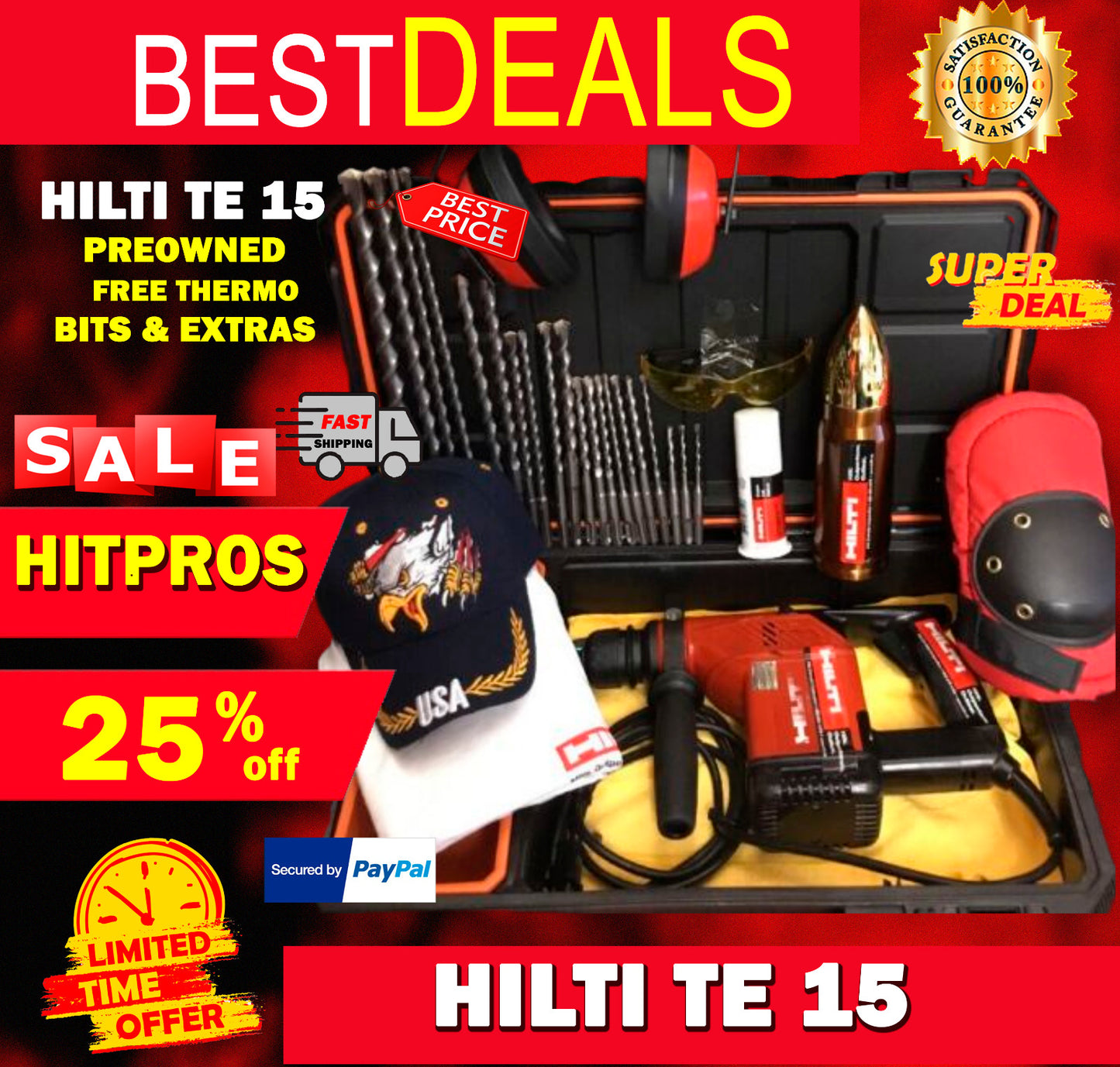 HILTI TE 15, PREOWNED, FREE THERMO, BITS, AND A LOT OF MORE