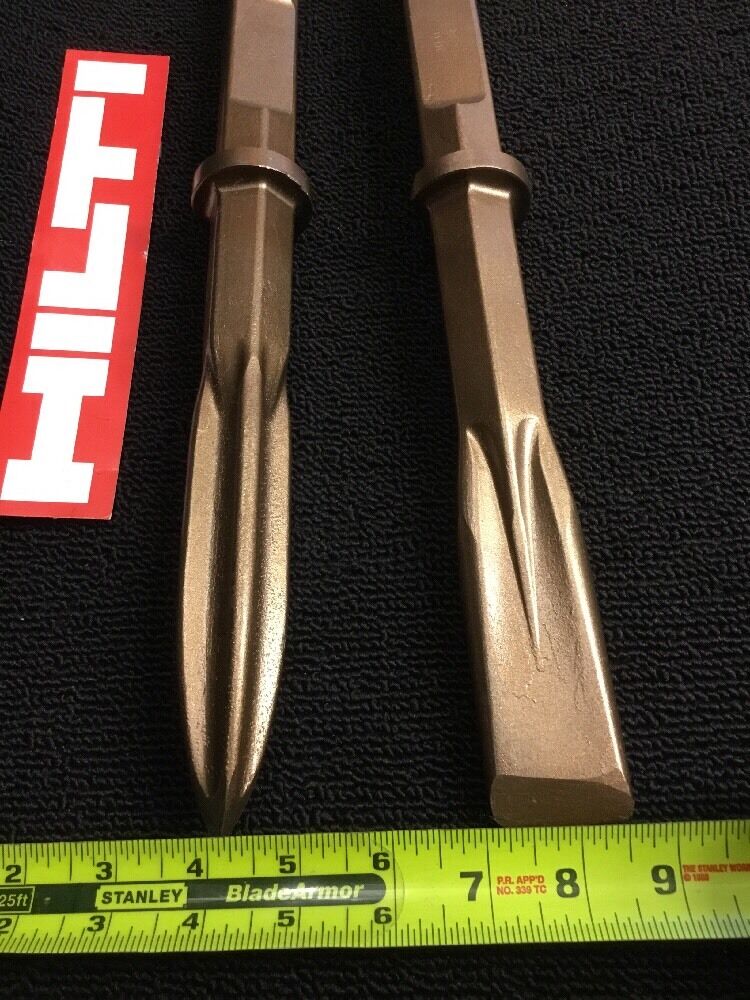 HILTI CHISEL TE-H28 NARROW 1-1/2" X 14" & POINTED 15" PREOWNED,