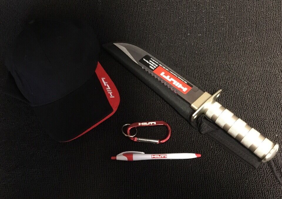 HILTI SURVIVAL KNIFE, HILTI HAT, KEY RING, PEN