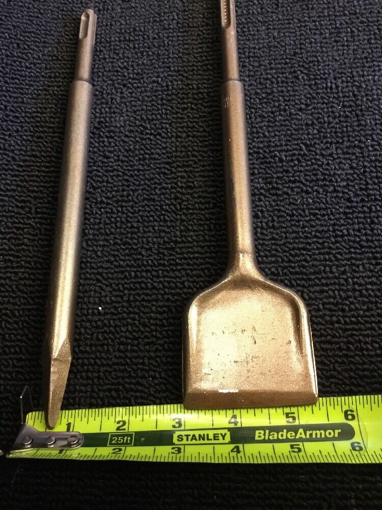 HILTI SDS PLUS CHISEL FLAT 2-7/8 X 9-1/2 AND POINTED 9-1/2" PREOWNED