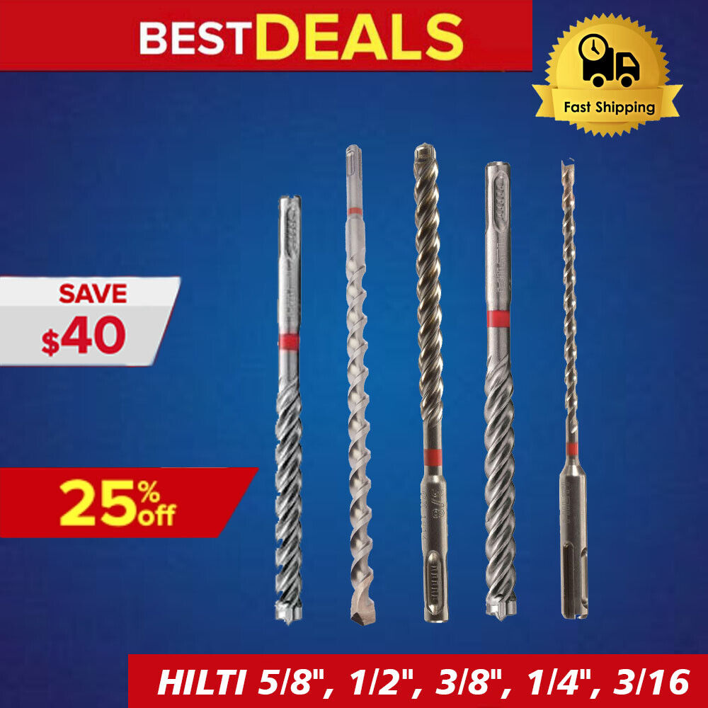 HILTI -BOSH BIT SDS PLUS, 5/8", 1/2", 3/8", 1/4", 3/16",NEW, FREE HAT