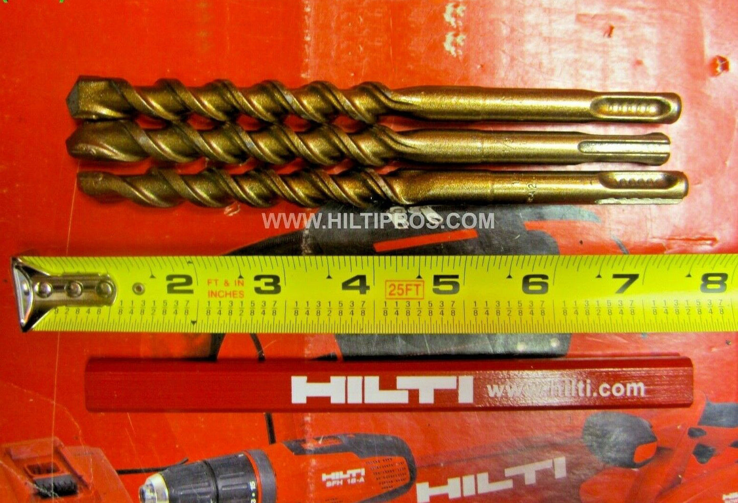 HILTI TE-C 1/2" X 8", SET OF 3, PREOWNED, FREE PENCIL,FAST SHIP