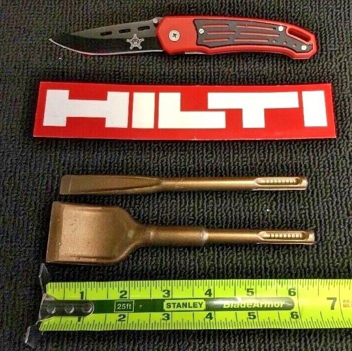 HILTI SDS PLUS CHISEL FLAT 1-1/2" X 6-3/4" AND 1/2" X 6-3/4" PREOWNED