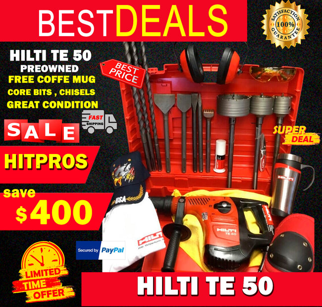 HILTI TE 50, GREAT CONDITION, FREE COFFEE MUG, CORE BITS, CHISEL, FAST SHIP