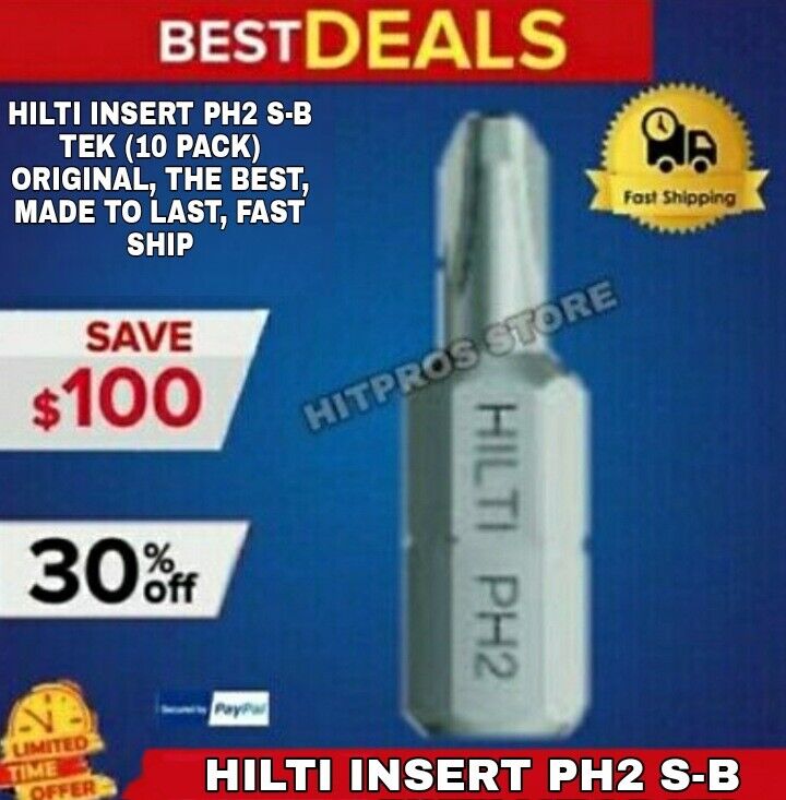 HILTI INSERT PH2 S-B TEK (10 Pcs) ORIGINAL, THE BEST, MADE TO LAST