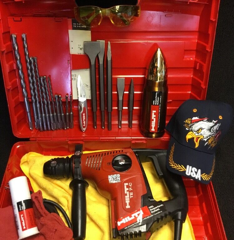 HILTI TE 7-C, PREOWNED, FREE THERMO BOTTLE, BITS AND CHISELS