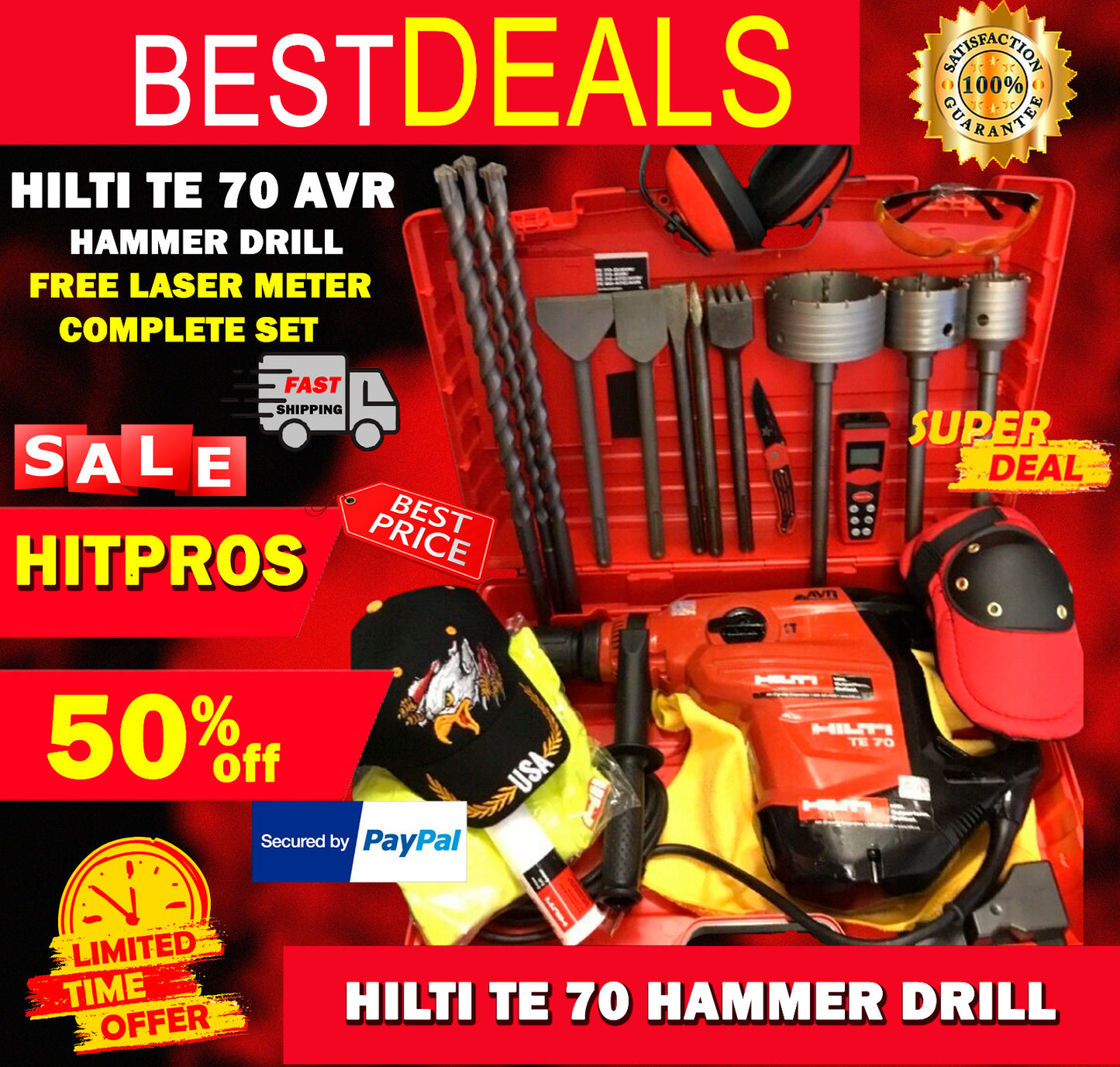 HILTI TE 70 AVR, PREOWNED, FREE LASER METER, BITS , CHISELS