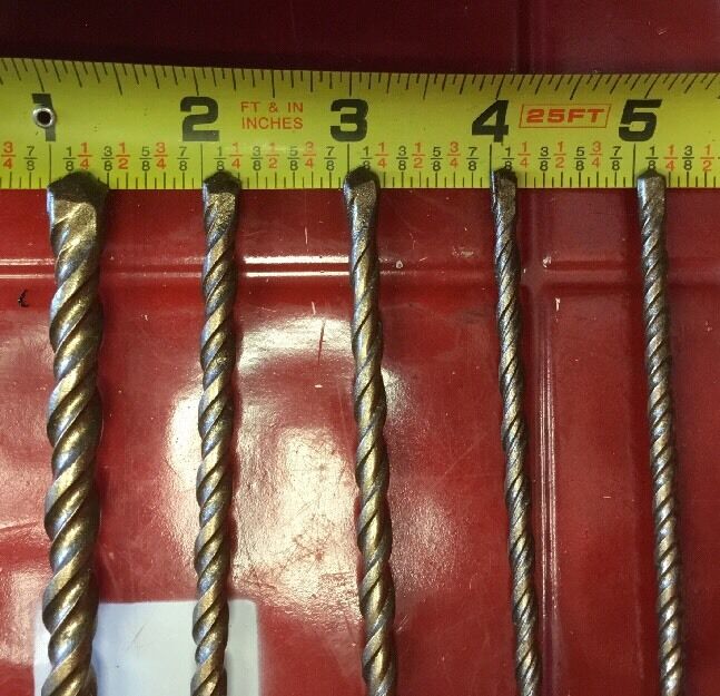 HILTI DRILL BIT 1/2", 3/8", 1/4" 3/16" SDS PLUS, SET OF 5, PREOWNED