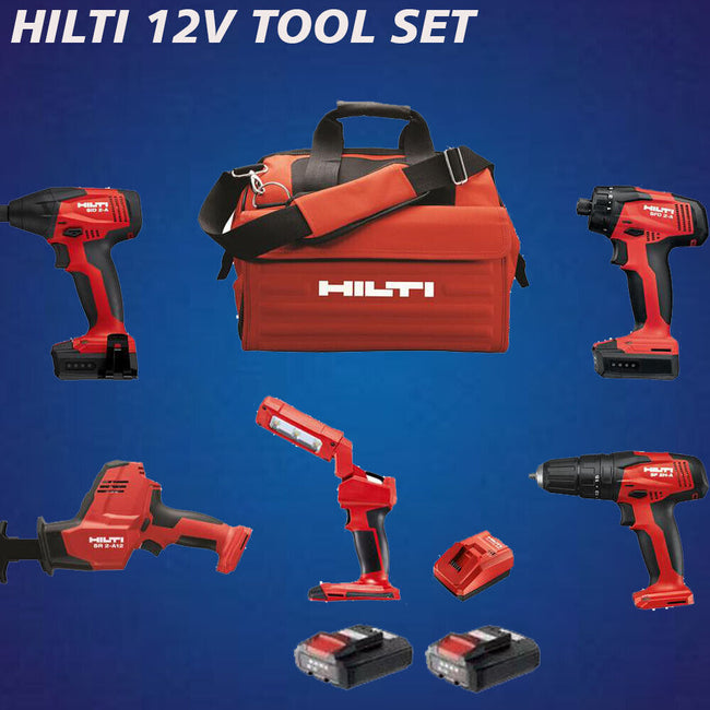 HILTI 12V SET, 5 TOOLS: SID 2-A, SFD 2-A, SF 2-A, SL 2-A, SR 2-A, COMPLETE