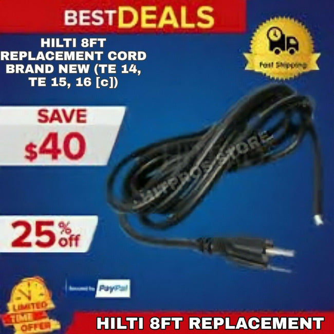 HILTI 8FT REPLACEMENT CORD, BRAND NEW (TE 14, TE 15, TE 16)